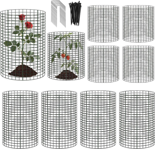 10 Pack Round Plant Protector from Animals, 12'' x 24'' and 12'' x12'' Metal Plant Cages to Keep Animals Out, Garden Protection Bunny Barricades, Wire Plant Protectors for Rabbits Chicken Duck