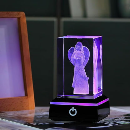 Qianwei 3D Crystal Guardian Angel Figurines Gifts for Women - Angel Red Cardinal Gifts Statue Stuff Paperweight Sympathy Christian Gifts for Best Friend Keepsake Paperweight