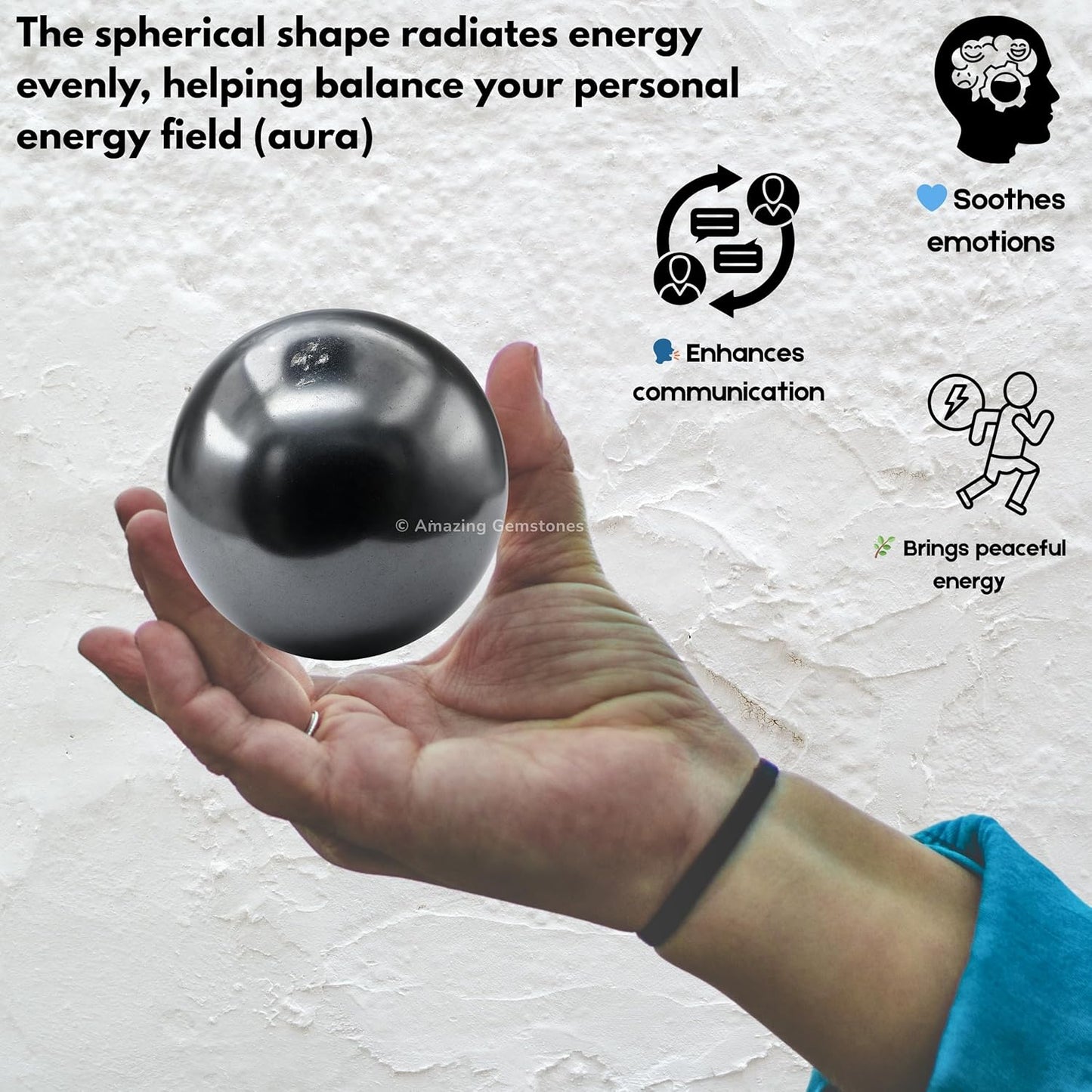 Amazing Gemstone Hematite Crystal Ball with Stand - 2 Inches Crystal Sphere Meditation Balls for Witchcraft and Decorative Balls
