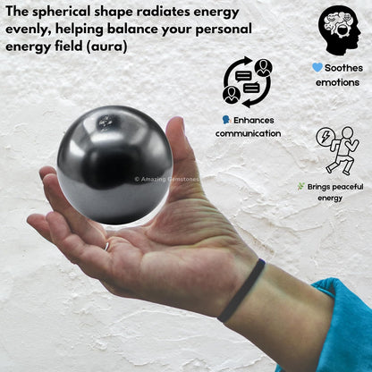 Amazing Gemstone Hematite Crystal Ball with Stand - 2 Inches Crystal Sphere Meditation Balls for Witchcraft and Decorative Balls