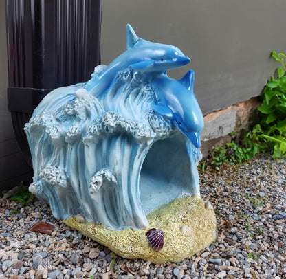 coolboy Gutter Downspout Extension Dolphin Statues Garden Decoration,Resin Statue Outdoor Decor,Animal Downspout Diverter,Gutter Extension Decorative,3"×4" Downspout Extender Diverter Splash Block