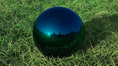 Lulu Decor, 12 Stainless Steel Gazing Ball, Shiny Garden Decoration (Blue)