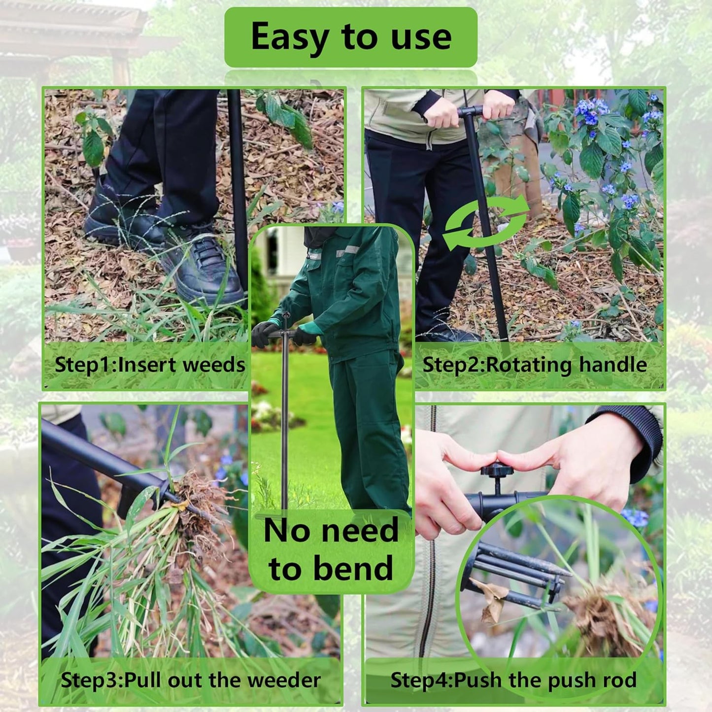 Stand Up Weed Puller Tool - Fully Welded,No Assembly Required,Even Stronger,Constructed from Thicker Stainless Steel,Garden Weeding Tool with Easy-Eject Mechanism for Keeping Your Hands Cean(Thicker)