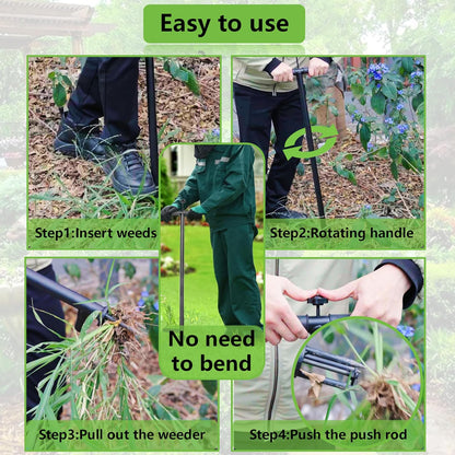 Stand Up Weed Puller Tool - Fully Welded,No Assembly Required,Even Stronger,Constructed from Thicker Stainless Steel,Garden Weeding Tool with Easy-Eject Mechanism for Keeping Your Hands Cean(Thicker)