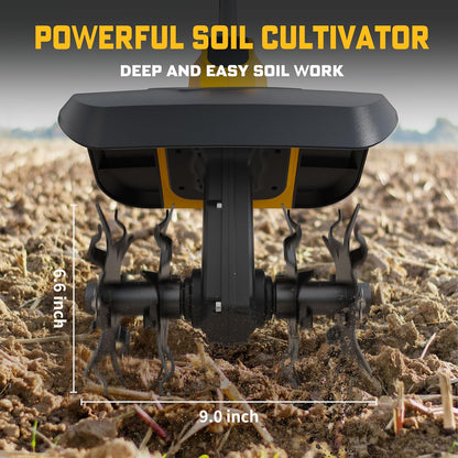Cordless Tiller Cultivator for Dewalt 20V Battery(Tool Only), Brushless Motor,Electric Garden Tiller w/360 RPM, 9In Tilling Width and 6.6In Depth Garden Rototiller for Lawn/Soil Cultivation