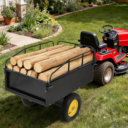 Garvee Garden Utility Trailer, 17 Cu. Ft & 750 LBS Capacity, ATV UTV Hauling Trailer, Tow Behind Steel Dump Cart, Hand Pull or Foot Pedal, Heavy Duty Yard Trailers for Lawn Mower Tractor