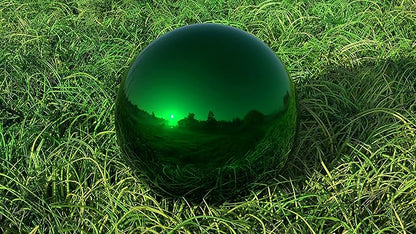 Lulu Decor, Size 12 Green Stainless Steel Gazing Mirror Ball, Smooth Reflective Shiny Garden Decoration Globe