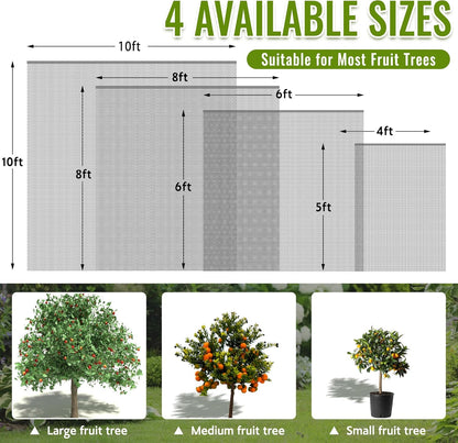 2 Pack Fruit Tree Netting Bags with Zipper and Drawstring, Ultra Fine Mesh Garden Netting Plant Cover, Bird Netting for Blueberry Bushes, Fruit Vegetable Trees, Flowers (Black, 10 x 10 ft)