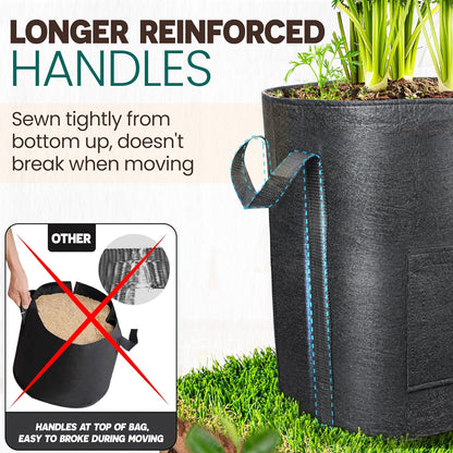 [Upgraded] 4PCS 20-Gallon Potato Grow Bags with Unique Harvest Window, Visible Window, Garden Planting Bag with Reinforced Handle, Nonwoven Fabric Pots for Tomato, Potato Growing Container - Black
