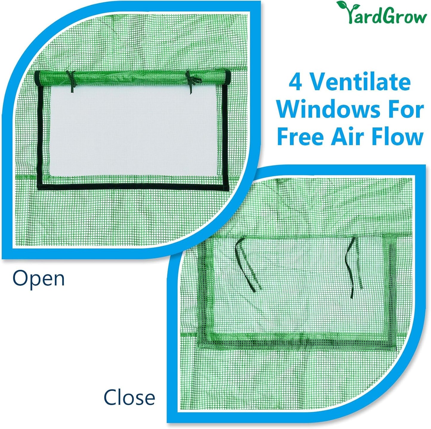 YardGrow Greenhouse Replacement Cover Larger Walk in Outdoor Plant Gardening Greenhouse (Frame Does NOT Included) (Green, 10'x7'x6')