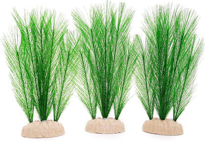 BEGONDIS 3Pcs Aquarium Decorations Fish Tank Artificial Green Water Plants Made of Silk Fabrics Plastic