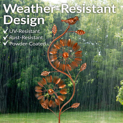 Sunnydaze Twirling Twigs Large Wind Spinners Outdoor for Garden - Spinner Yard Art with 2-Point Step-in Stake - 48" H