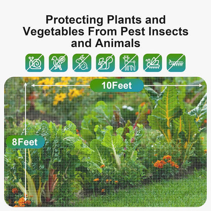 Garden Netting Pest Barrier: 8'x10' Fine Bug Netting for Garden Protection Row Cover Raised Bed Screen Mesh Greenhouse Mosquito Net, Protecting Tree Plants Vegetable Flowers Fruits