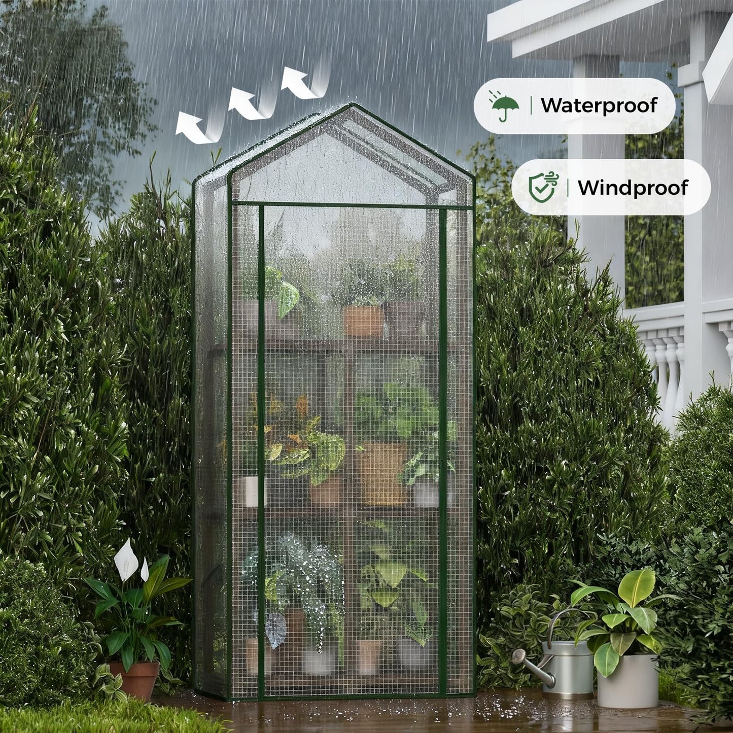 Bamworld Greenhouse for Outdoors Small Plant Green House 3-Tier Rack Stand Portable Greenhouses