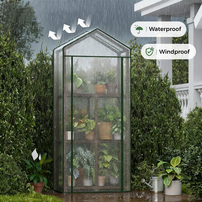 Bamworld Greenhouse for Outdoors Small Plant Green House 3-Tier Rack Stand Portable Greenhouses
