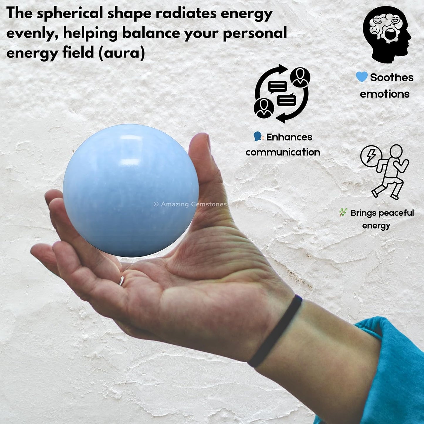 Amazing Gemstone Blue Calcite Crystal Ball with Stand - 2" Inches Crystal Sphere Meditation Balls for Witchcraft and Decorative Balls
