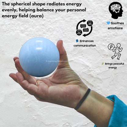 Amazing Gemstone Blue Calcite Crystal Ball with Stand - 2" Inches Crystal Sphere Meditation Balls for Witchcraft and Decorative Balls