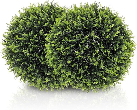 HOMCOM Topiary Balls Set of 2 17.7 Inch Artificial Plant, UV-Protected Anti-Fading Faux Decorative Cedar Balls, Fake Plants for Home Indoor Outdoor Decor, Green