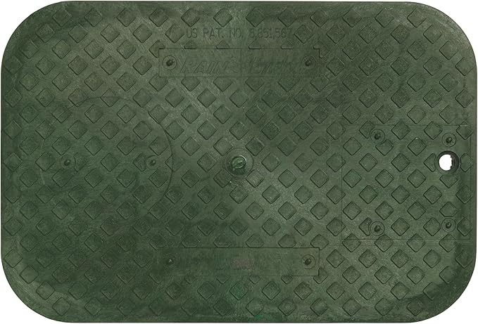 Rain Bird CPVBSTD Professional Series 12" Rectangular Sprinkler Valve Box, Black with Green Lid, 12" High