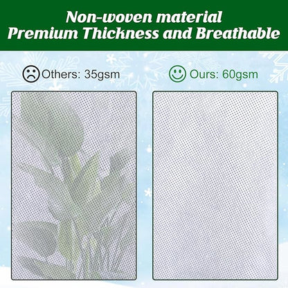 Alpurple 4 Packs Winter Drawstring Plant Covers - 47" X 31.5" Warm Plant Protection Cover Bags, Frost Cloth Blanket Protecting Fruit Tree Potted Plants from Freezing Animals Eating