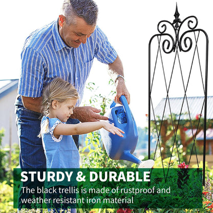 2 Pack 71" H x15 W Trellis,Black Garden Trellis for Climbing Plants Outdoor Metal Frame Sturdy Trellis for Rose