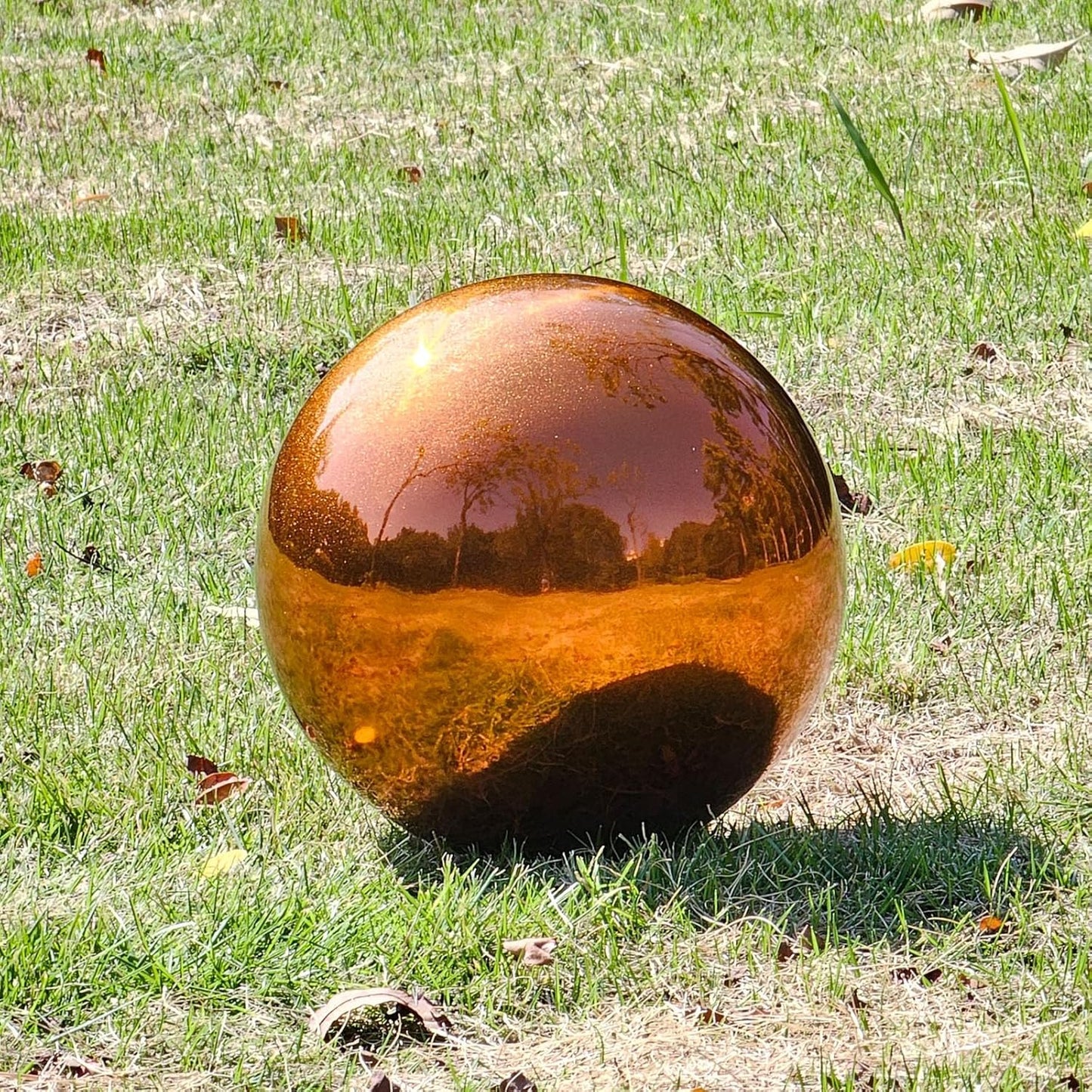 Stainless Steel Gazing Globe Mirror Ball, Decorative Gazing Balls for Garden, Reflective Smooth Garden Ball Sphere for Outdoor Yard Decoration (Orange, Dia: 6 inch)