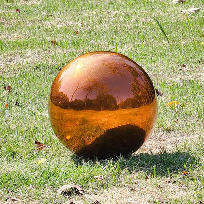 Stainless Steel Gazing Globe Mirror Ball, Decorative Gazing Balls for Garden, Reflective Smooth Garden Ball Sphere for Outdoor Yard Decoration (Orange, Dia: 6 inch)