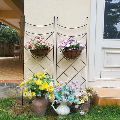 45.3" H x 15" W Metal Garden Trellis for Climbing Plants, Black Iron Trellis for Vines Plant Rose Vegetable Support,Large Decorative Outdoor Trellis，2 Pack