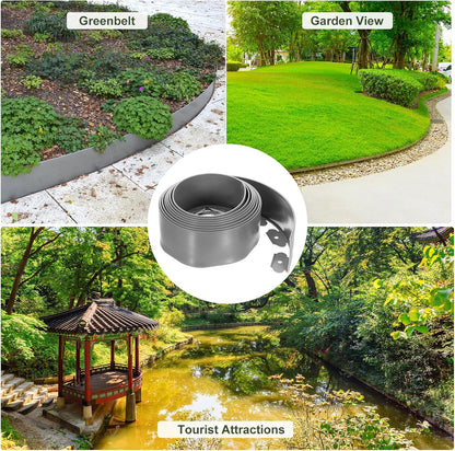 uxcell Landscape Edging, 1Pcs 20FT x 3.94" - No Dig Garden Edging Kit with 18 Stakes, Landscape Edging Border for Garden Lawn Flower Bed Yard Grass (Grey)