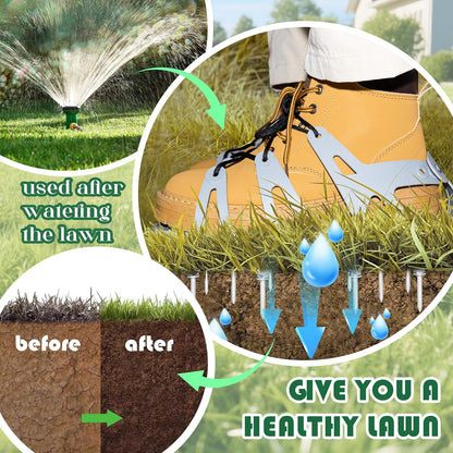 Lawn Aerator Shoes with Spiked Design &Adjustable Wrap Around Lacing,Gardening Tools,Grass Aeration Spikes Tools,Grey