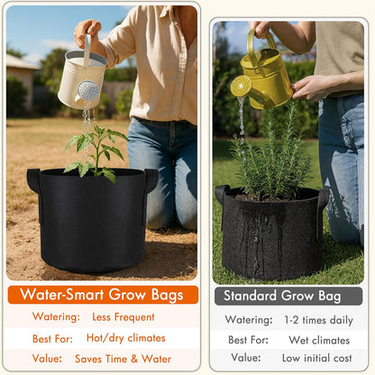 Gardzen 30 Gallon Grow Bags with Waterproof Liner, 500G Thick Nonwoven Fabric Pots, Cuts Watering by 50% in Hot Dry Climates, for Patio Balcony Use (6-Pack)