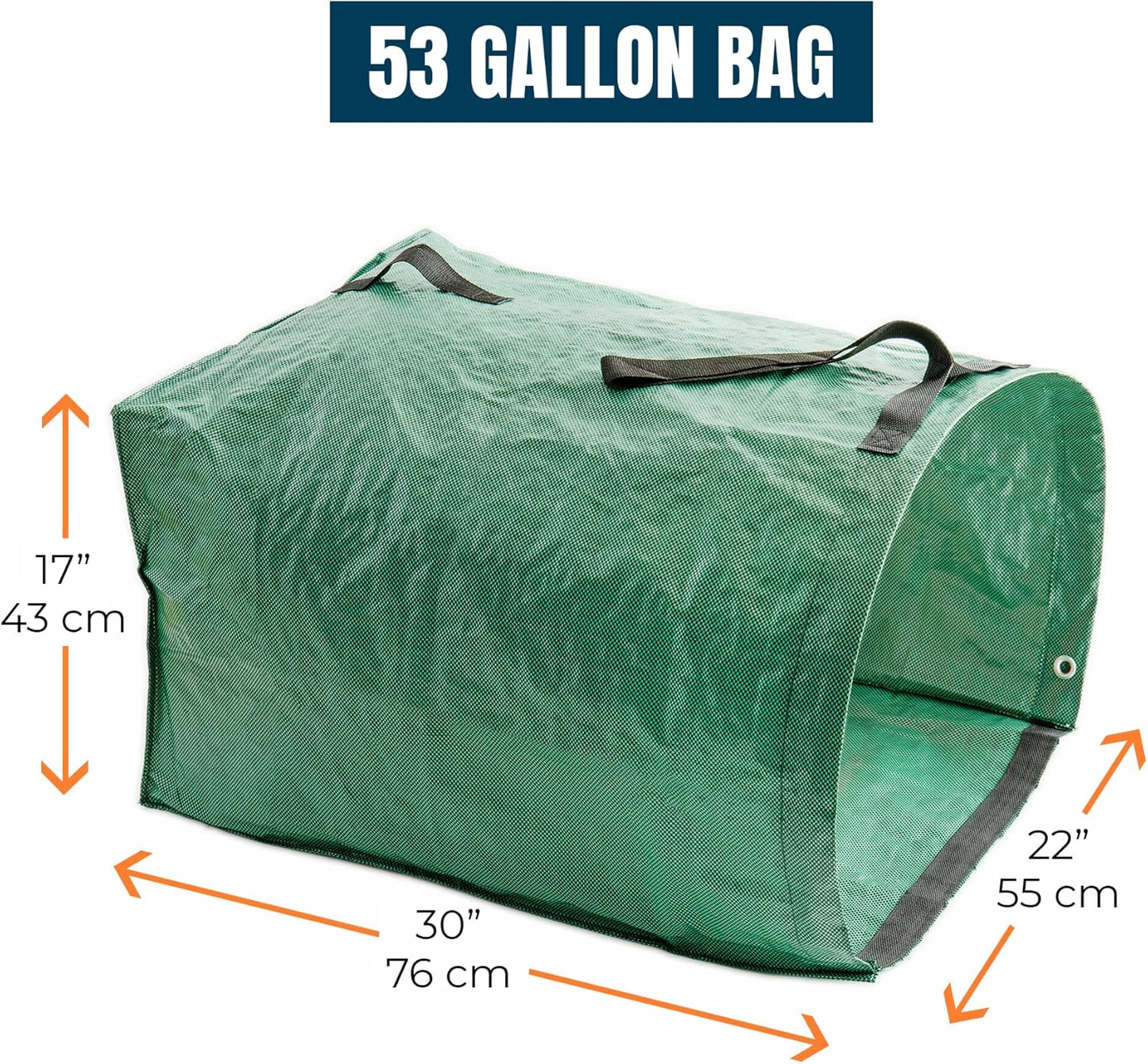 MEKKAPRO Big Gulp Leaf Bags, 2-Pack Lawn Bags with Reinforced Handles, 53 Gallon, Reusable Yard Waste, Garden Waste Bag, Garden Bag for Debris, Lawn Leaf Collector