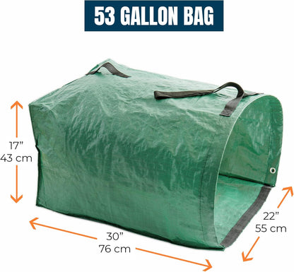 MEKKAPRO Big Gulp Leaf Bags, 2-Pack Lawn Bags with Reinforced Handles, 53 Gallon, Reusable Yard Waste, Garden Waste Bag, Garden Bag for Debris, Lawn Leaf Collector