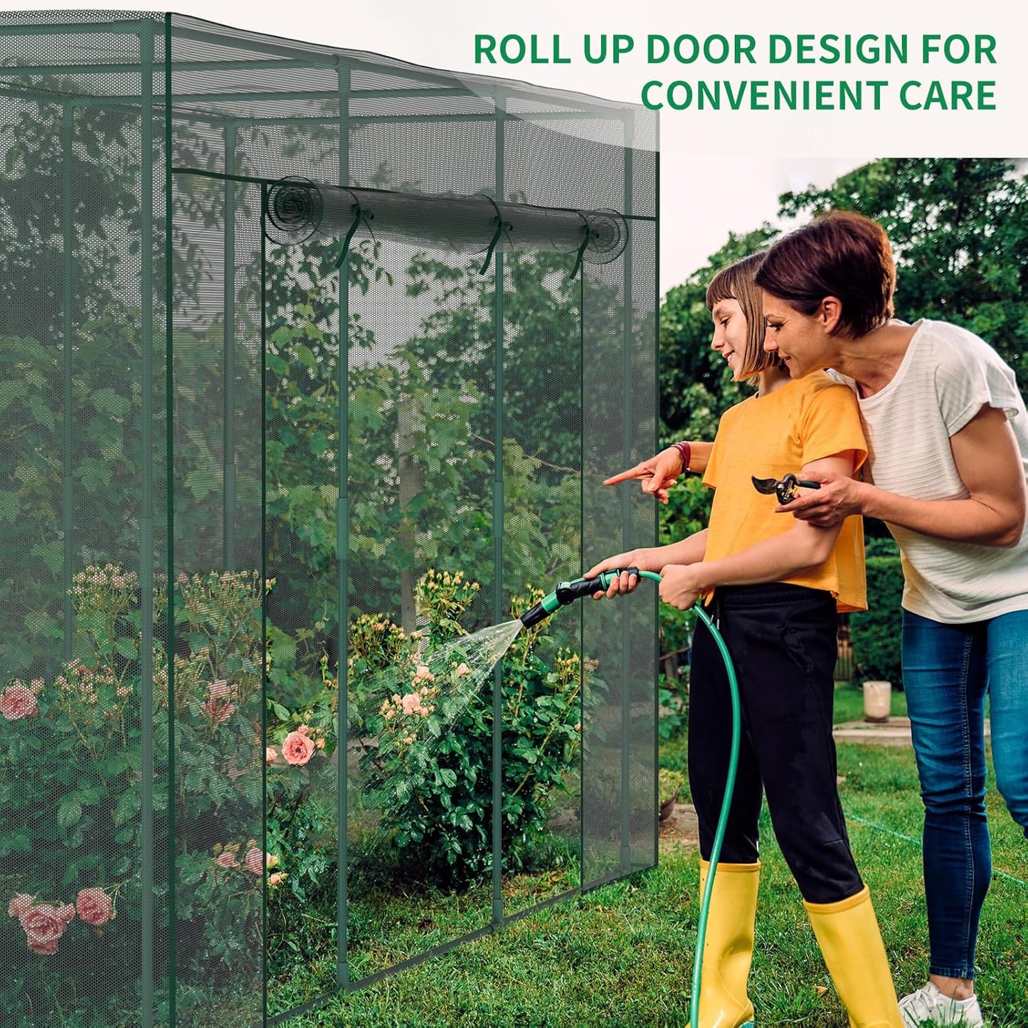 SUNYRISY Garden Plant Netting Crop Cage for Garden Raised Bed, 9.8 x 3.3 x 6 Ft Plant Cover Cage Protectors from Animal for Outdoor Plants with Frame and Zippered Door