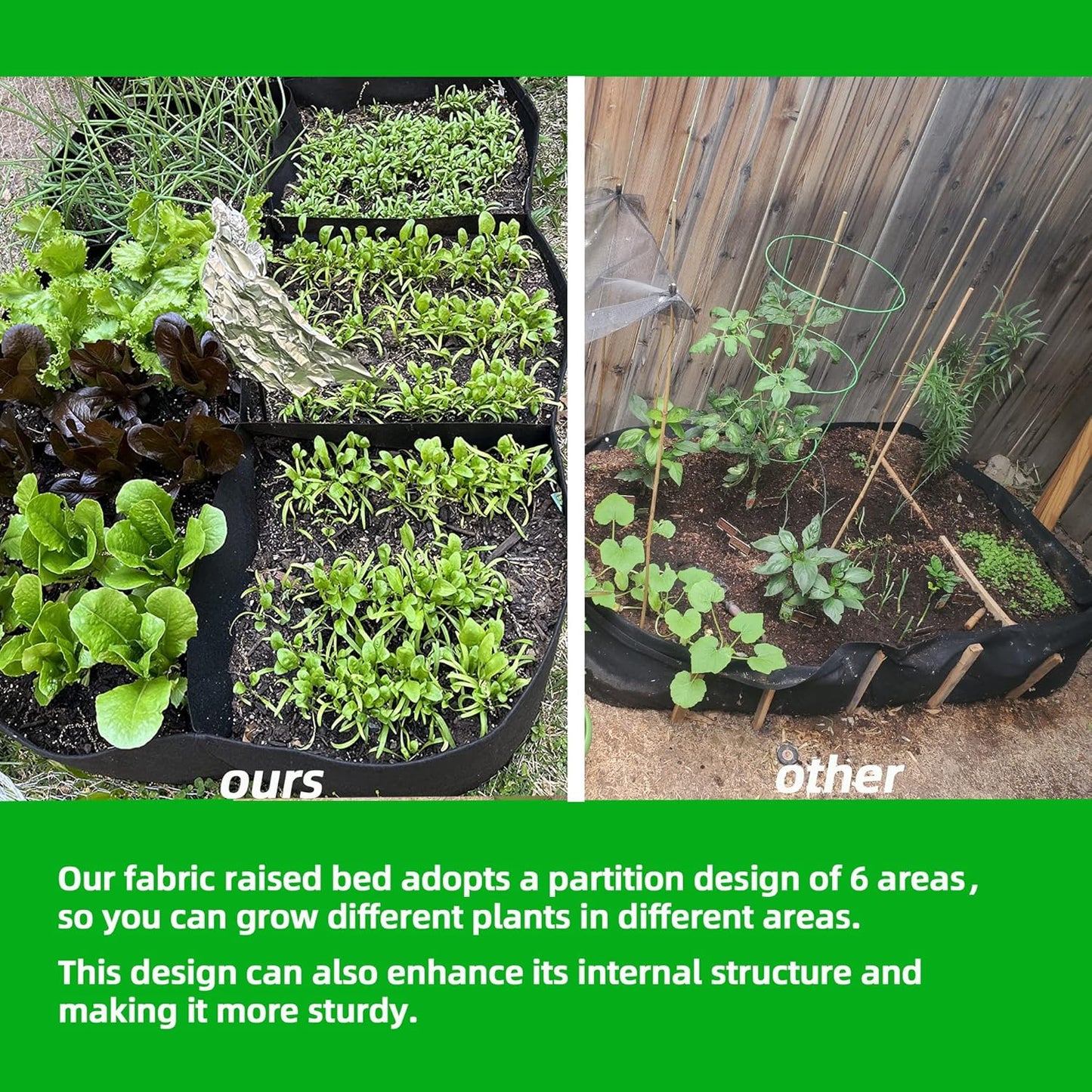 CJGQ Fabric Raised Garden Bed 4x2x1ft Garden Grow Bed Bags for Growing Herbs, Flowers and Vegetables 55 Gallon