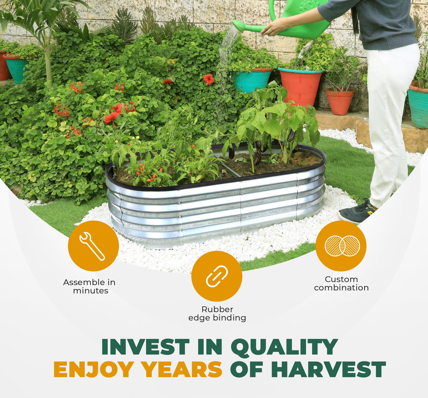 Utopia Home Galvanized Raised Garden Bed Kit 4x2x1ft, Planter Box Raised Garden Beds Outdoor, Easy