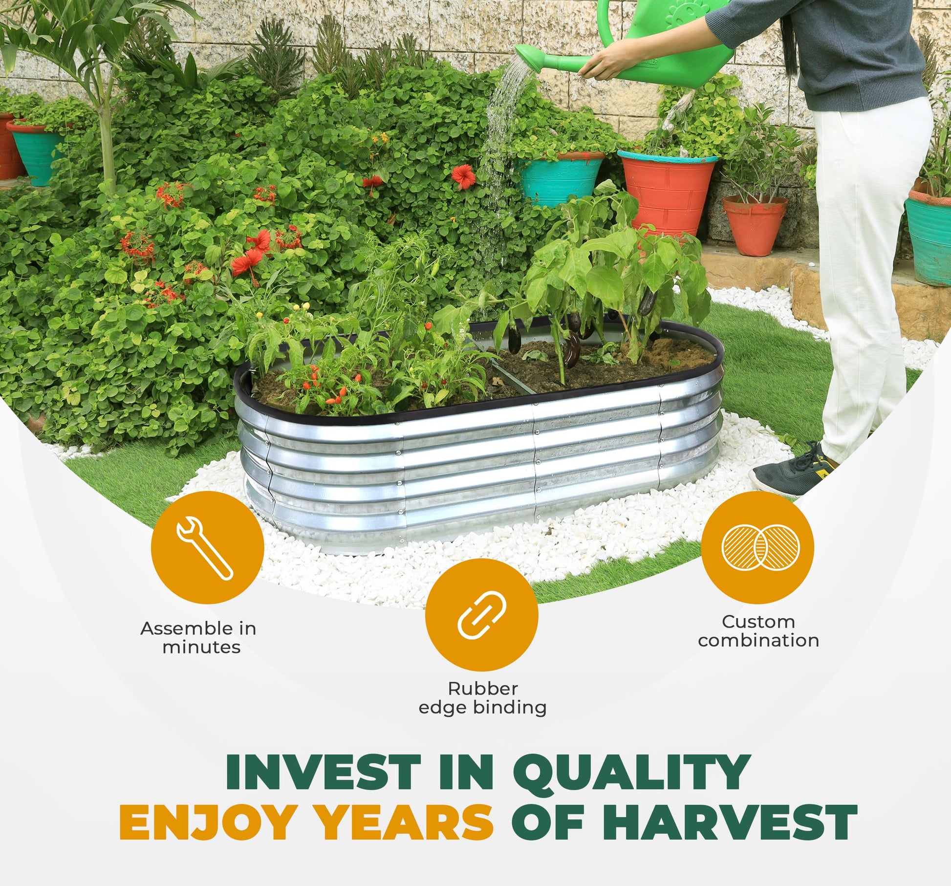 Utopia Home Galvanized Raised Garden Bed Kit 4x2x1ft, Planter Box Raised Garden Beds Outdoor, Easy