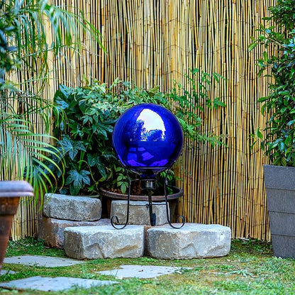 Alpine Corporation | 10" Indoor/Outdoor Glass Gazing Globe — Festive Garden & Yard Décor Accent — Blue