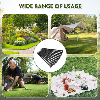 Landscape Edging Stakes, 200 Pcs 8" Plastic Garden Spikes, Spiral Nylon Anchoring Spikes for Paver Edging, Weed Barriers, Artificial Turf, Tent, Grass Pathway and More, Black