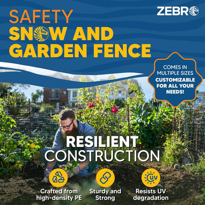 ZEBRO 4' x 100' Black Plastic Garden Fence Roll – Light Duty Mesh Fencing for Temporary Fence, Snow, Garden Netting, Animal Barrier, Agricultural Fencing & Lawn Protection