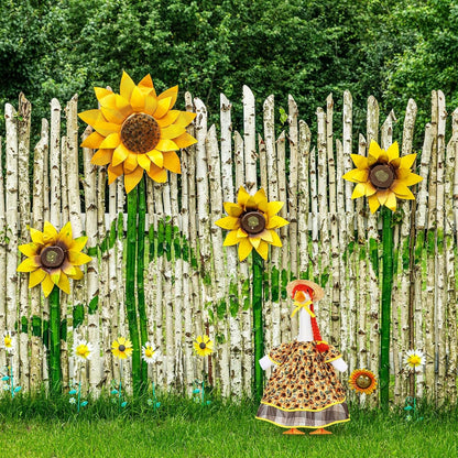 Fall Goose Outfit Harvest Sunflower Lawn Porch Cement Goose Clothes Harvest Skirts Hat Wig for Fall Thanksgiving Garden Outdoor Patio Yard Statue Art Decor(17 Inch)