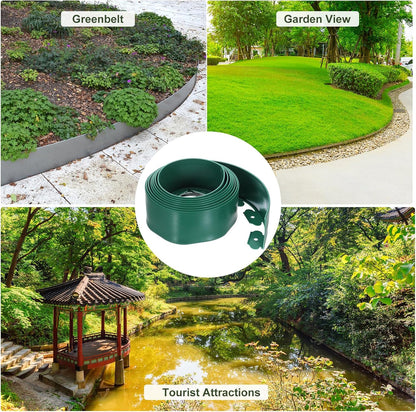 uxcell Landscape Edging, 1Pcs 20FT x 3.94" - No Dig Garden Edging Kit with 18 Stakes, Landscape Edging Border for Garden Lawn Flower Bed Yard Grass (Green)