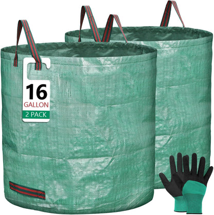 2 Pack 16 Gallon Reusable Yard Waste Bags Heavy Duty Lawn and Leaf Bags Yard Waste Container Garden Grass Bags