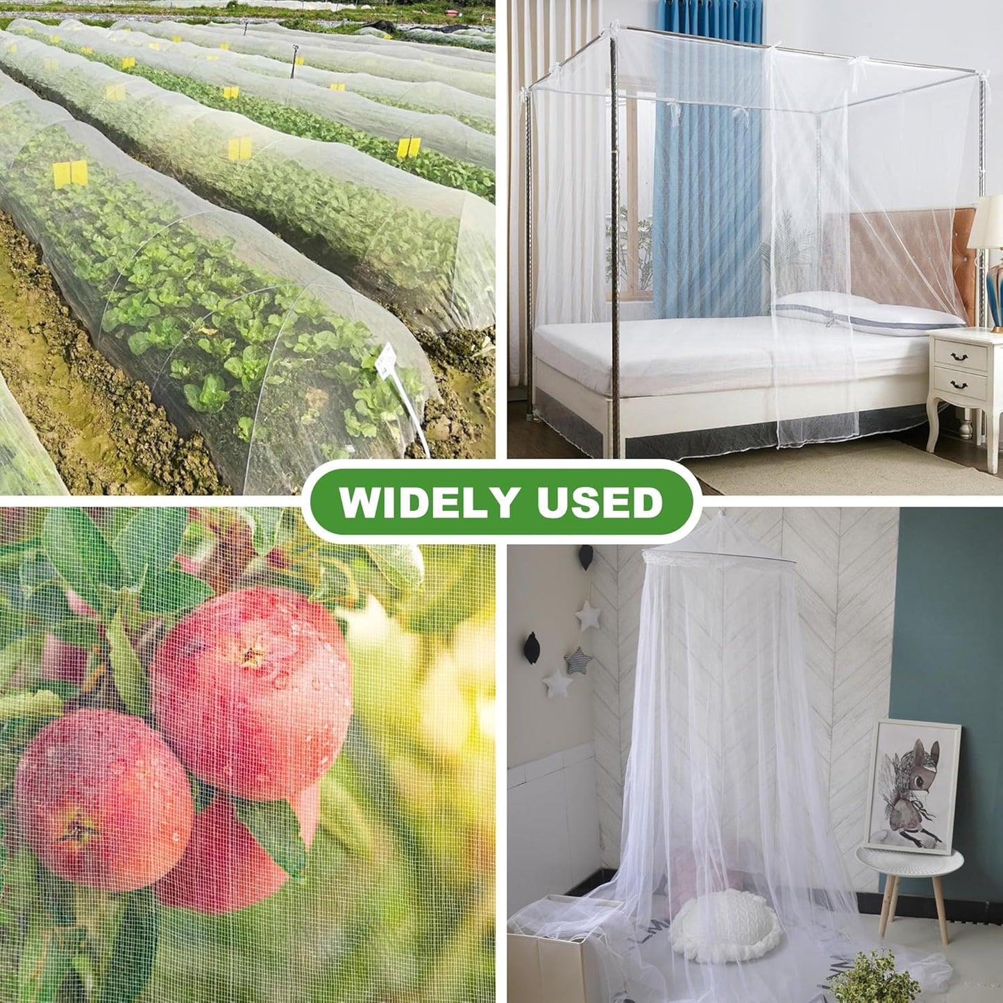JEYODA Garden Netting Plant Covers Net Ultra Fine Mesh Pest Barrier Net Tree Vegetable Mesh Protection Netting Greenhouse Row Nets (10 * 50ft(3 * 15m))