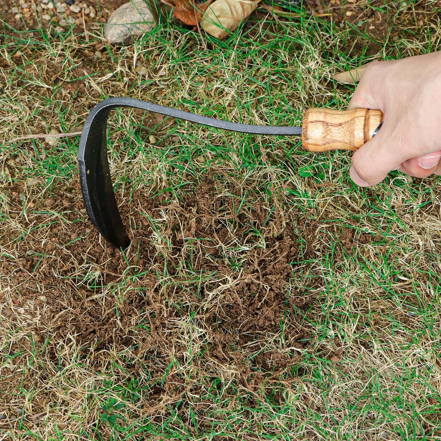 Kana Hoe 217 Japanese Garden Tool - Hand Hoe/Sickle is Perfect for Weeding and Cultivating. The Blade Edge is Very Sharp. (Beijing-022)