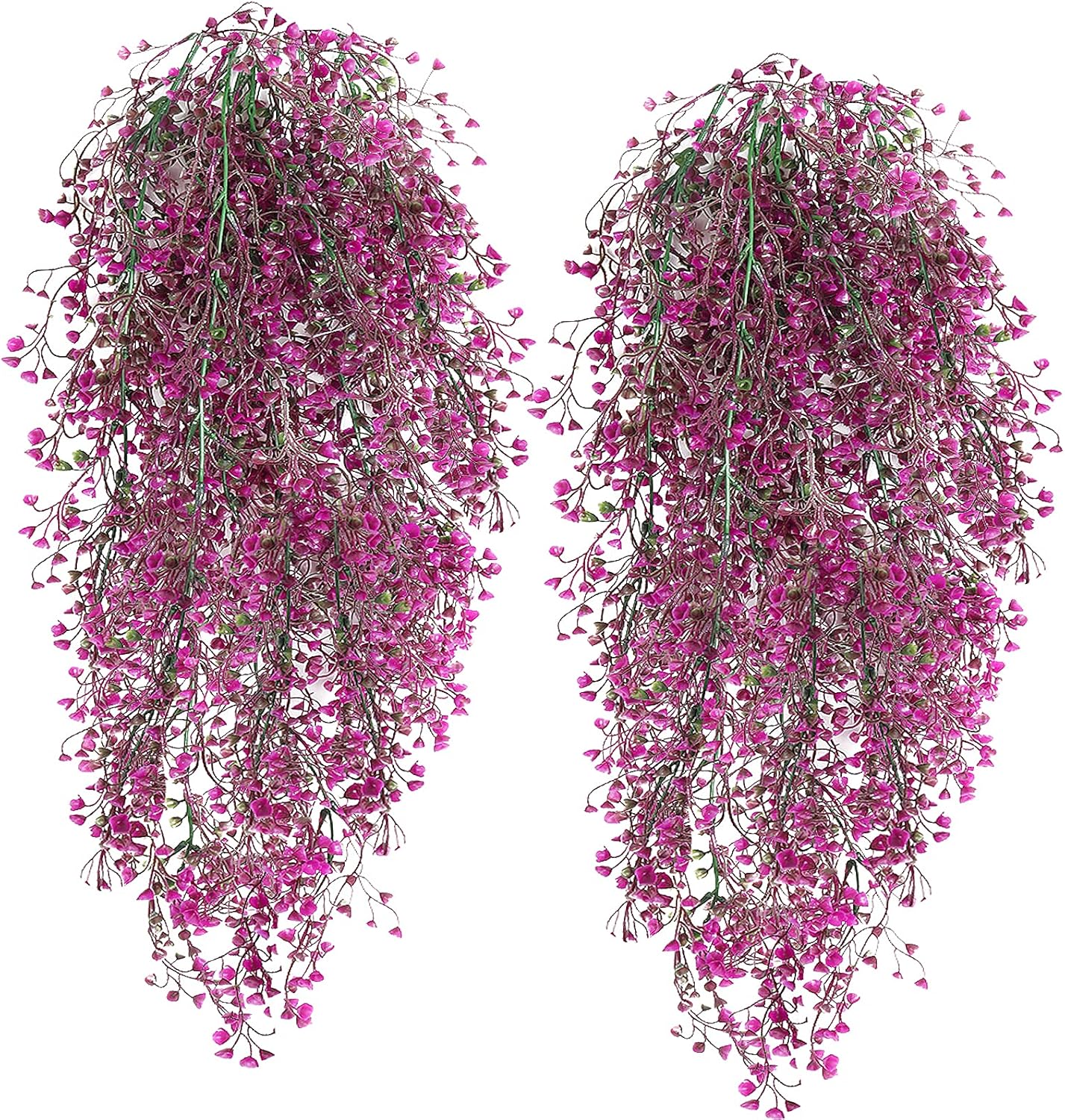 RECUTMS Artificial Hanging Plants Fake Hanging Vines Boston Fern Greenery Hanging Wall Plants for Home Room Garden Wedding Outside Decoration (Fuchsia 4P)
