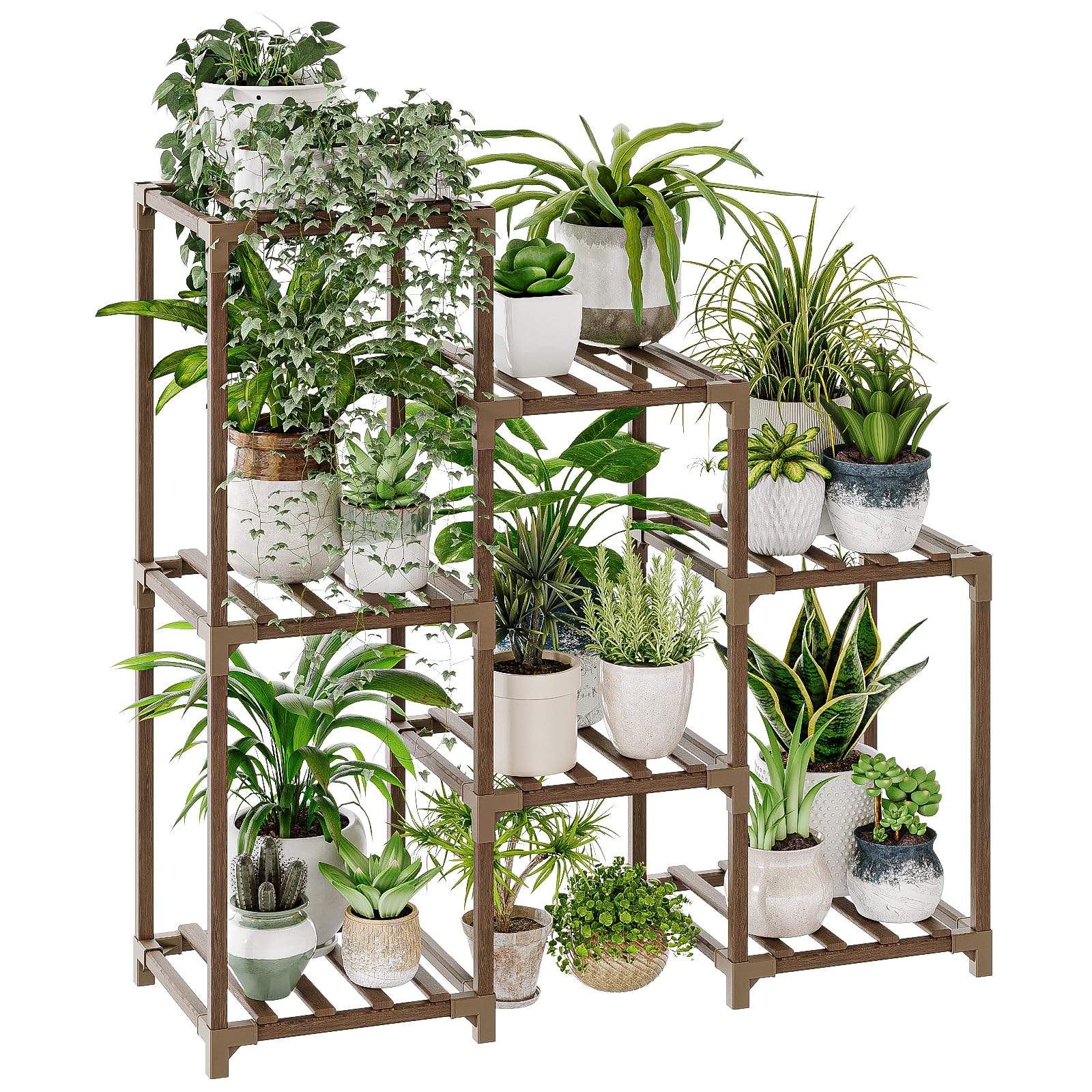 Bamworld Plant Stand Indoor Plant Shelf Outdoor Wood Plant Rack