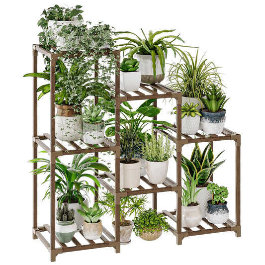 Bamworld Plant Stand Indoor Plant Shelf Outdoor Wood Plant Rack