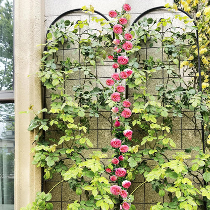 2 Pack Metal Garden Trellis 86.7" H Garden Fence Rustproof Trellis for Climbing Plants Support Roses Flower Outdoor Lawn Black