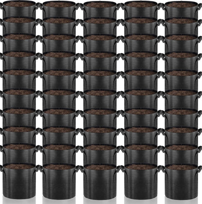 Gardenera Reusable Grow Bags - 50-Pack 5 Gallon Fabric Plant Pots with Aeration and Handles, Suitable for All Types of Plants